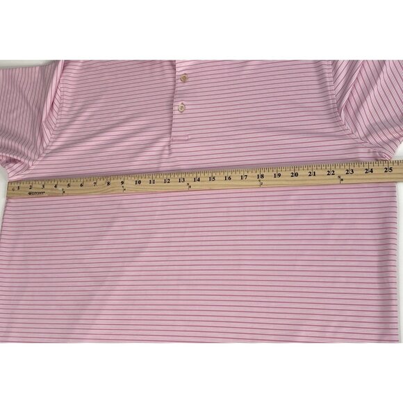 Peter Millar Summer Comfort Pink Bloom Heritage Stripe Golf Polo Mens XL Stretch - Picture 14 of 16